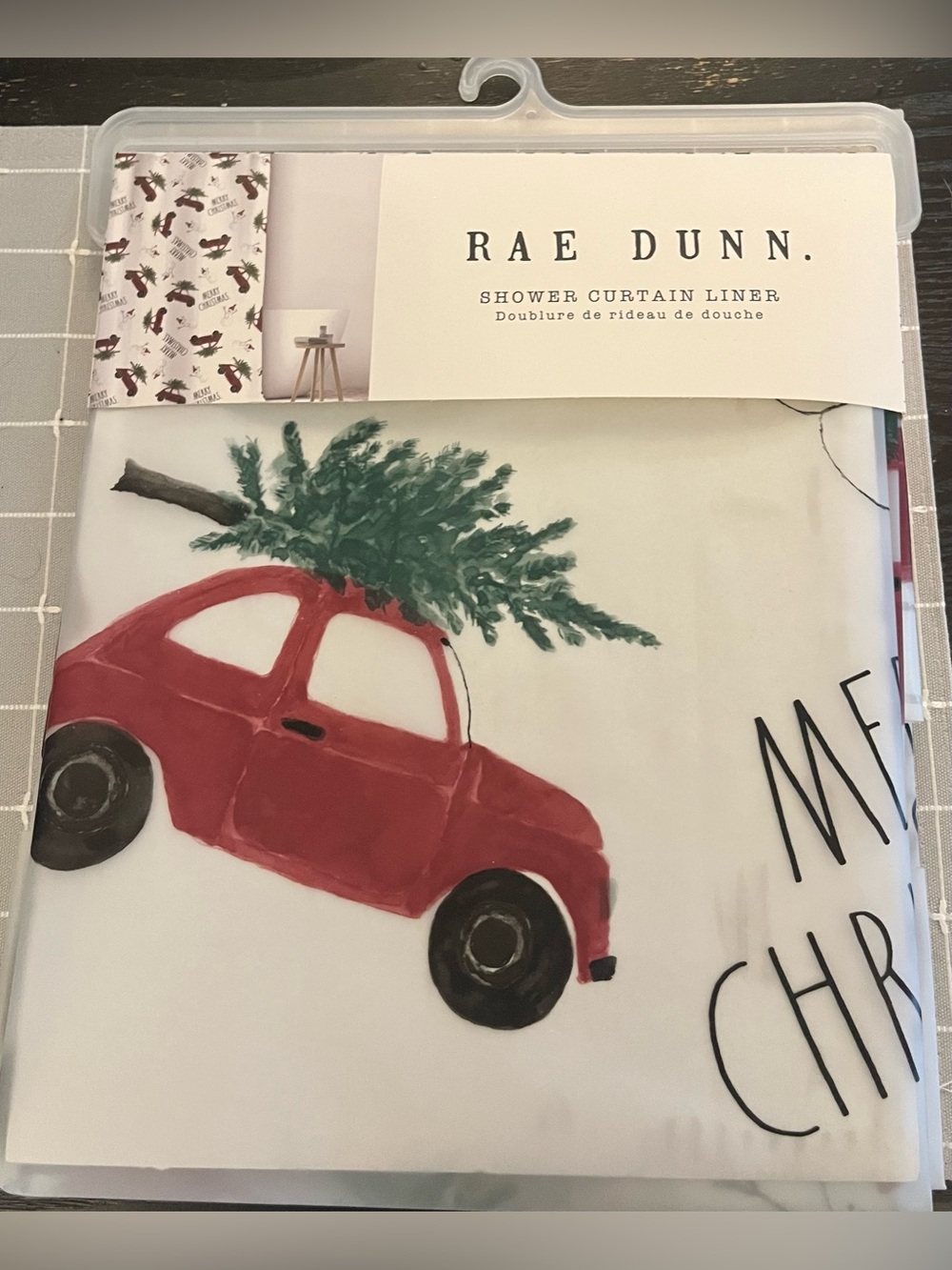 Rae Dunn Red Car Shower Curtain liner